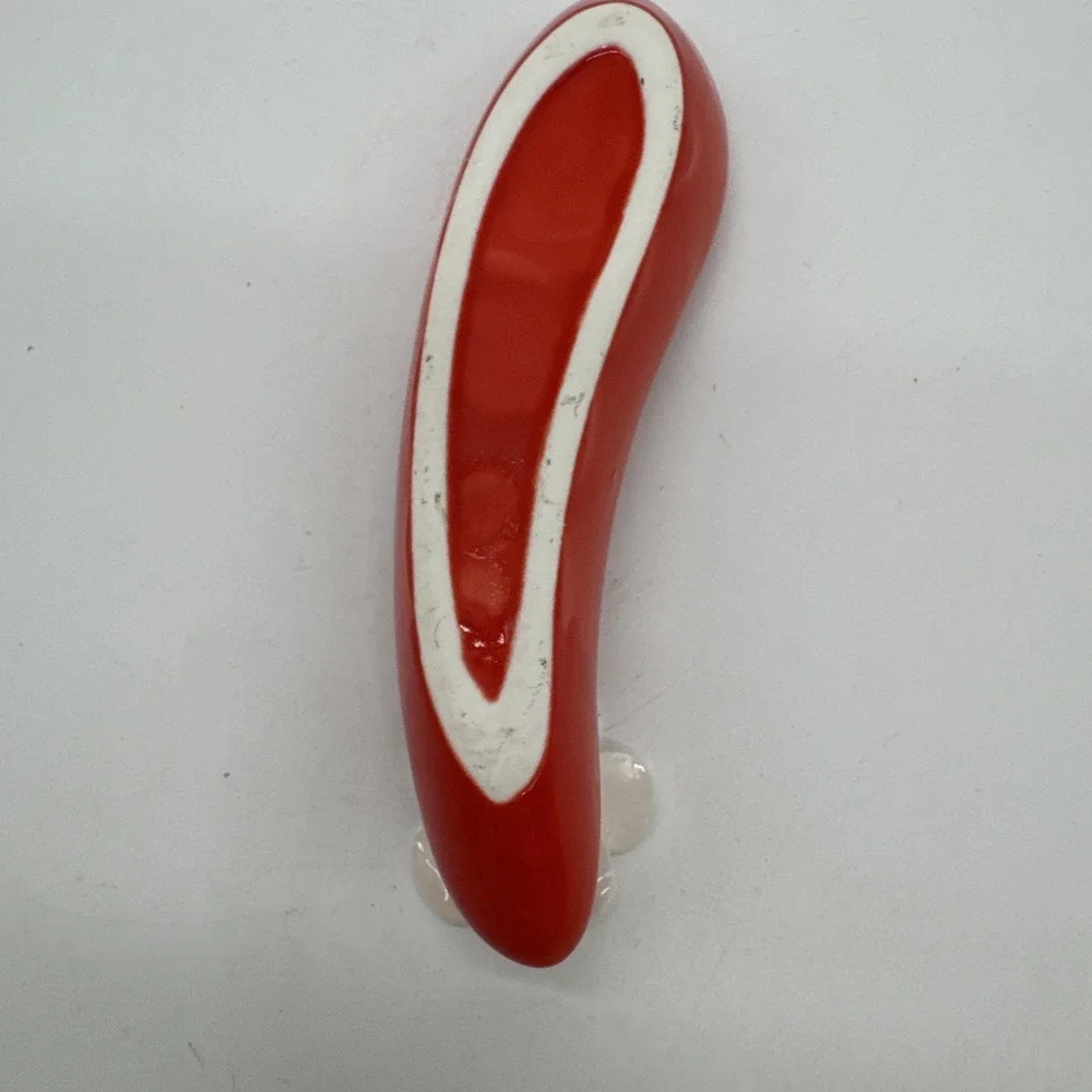 Vintage Red White Tropical Flower Spoon Rest Trinket Dish Hawaiian Style Small